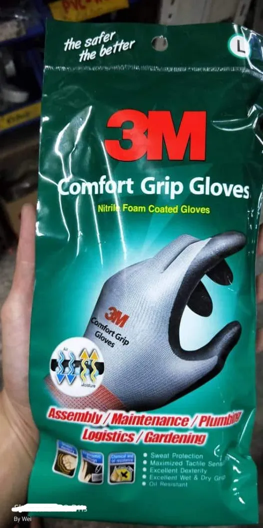 3M Comfort Grip Gloves | Sizes : M or L | Model : GLOVE-CGG