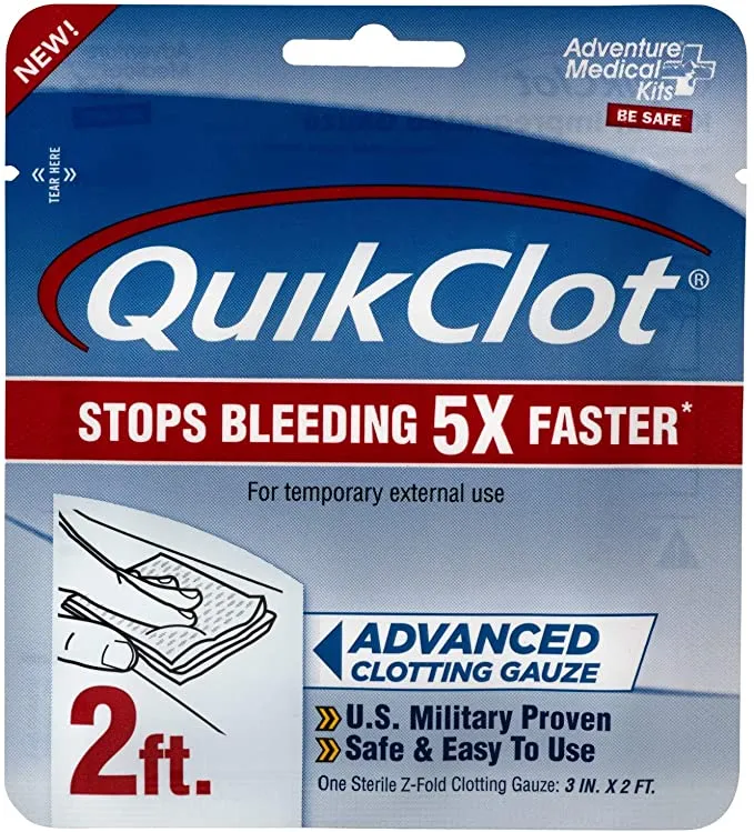Adventure Medical Kits Quikclot 2Ft Gauze 8Pc Clipstrip