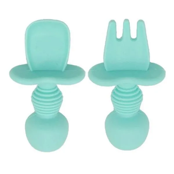 Baby Silicone Spoon & Fork Set - Assorted Colours