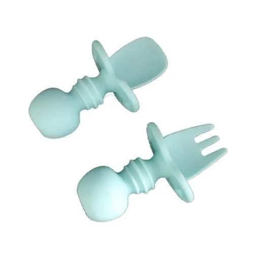 Baby Silicone Spoon & Fork Set - Assorted Colours