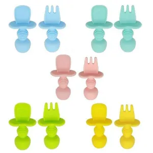 Baby Silicone Spoon & Fork Set - Assorted Colours
