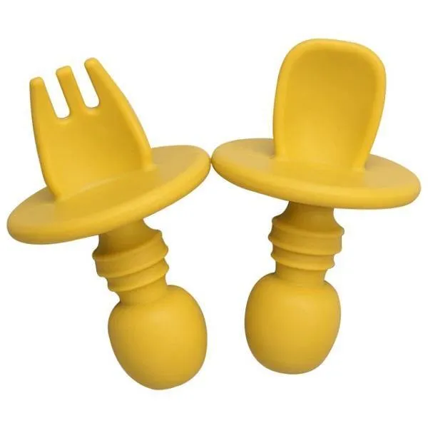 Baby Silicone Spoon & Fork Set - Assorted Colours