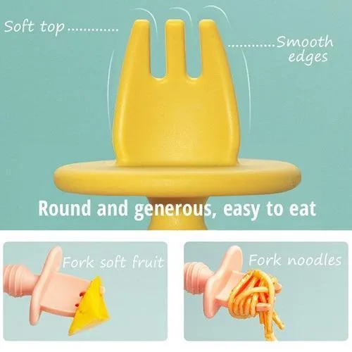 Baby Silicone Spoon & Fork Set - Assorted Colours