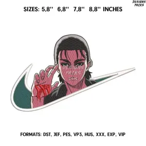 Blood Hand Swoosh Eren Yeager Embroidery Design
