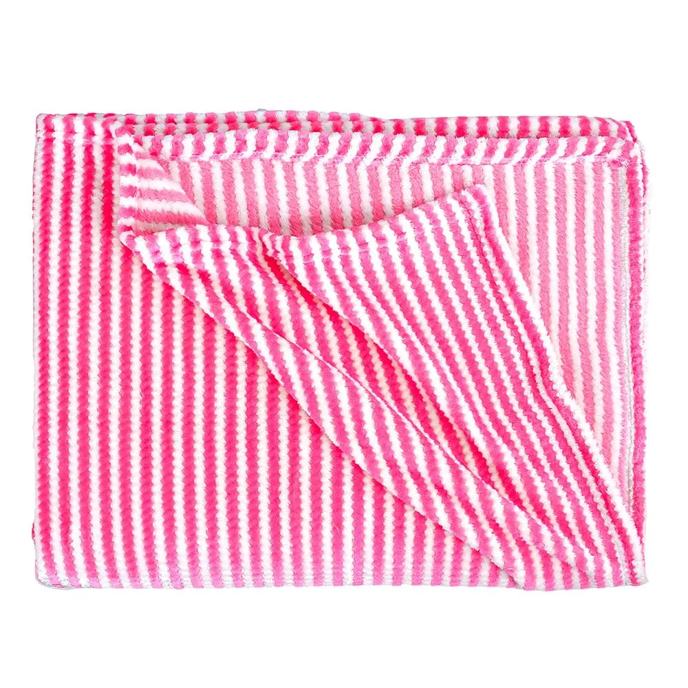 BSB HOME® Premium Plush Single Blanket | 300 GSM Lightweight Cozy Ultrasoft for Bed, Sofa, Travel & Camping| 228x152 cm |Pink & White