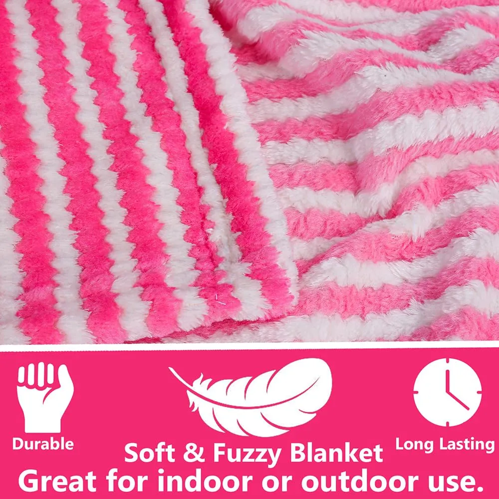 BSB HOME® Premium Plush Single Blanket | 300 GSM Lightweight Cozy Ultrasoft for Bed, Sofa, Travel & Camping| 228x152 cm |Pink & White