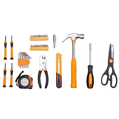 Cartman 39 Piece Tool Set General Household Hand Kit with Plastic Toolbox Storage Case Orange