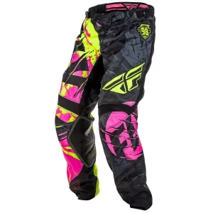 Fly Racing Kinetic Outlaw Men's Black/Neon Pink/Hi-Viz Yellow Motocross Pants