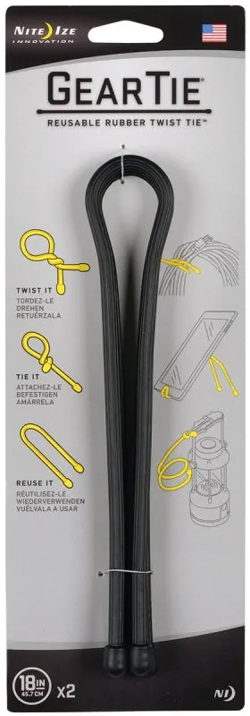 Gear Tie GT18-2PK-01 Twist Tie, Rubber, Black :CD 2: QUANTITY: 1