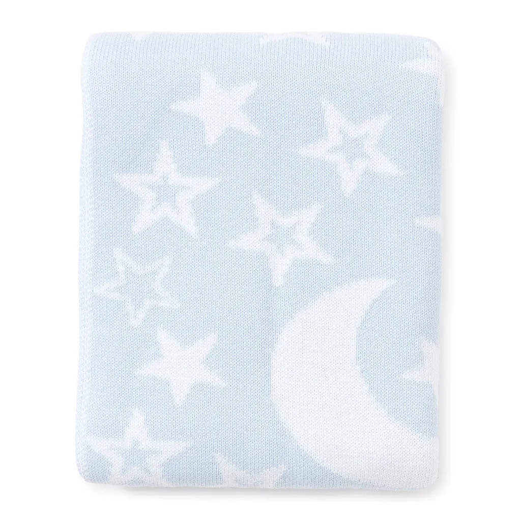 Kissy Kissy Novelty Blanket Moon and Stars Light Blue