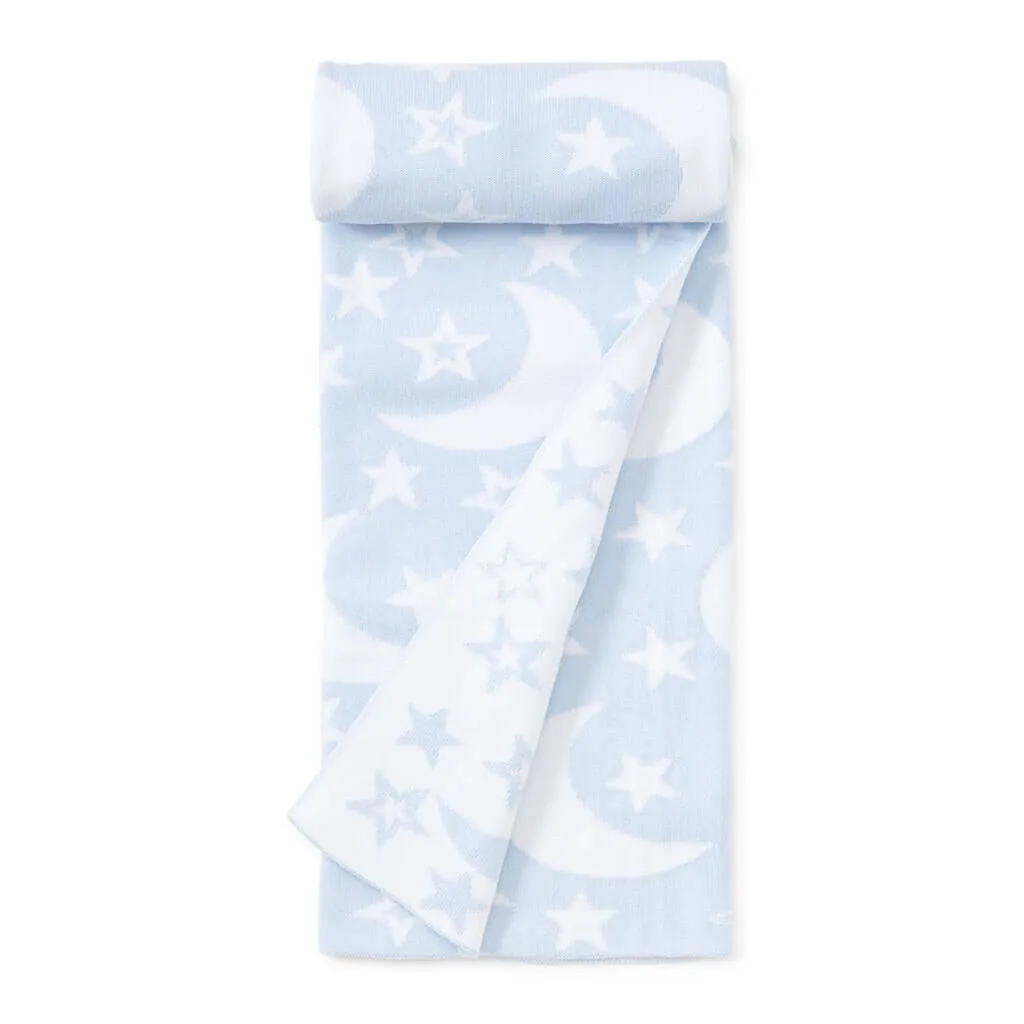 Kissy Kissy Novelty Blanket Moon and Stars Light Blue