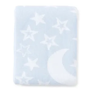 Kissy Kissy Novelty Blanket Moon and Stars Light Blue