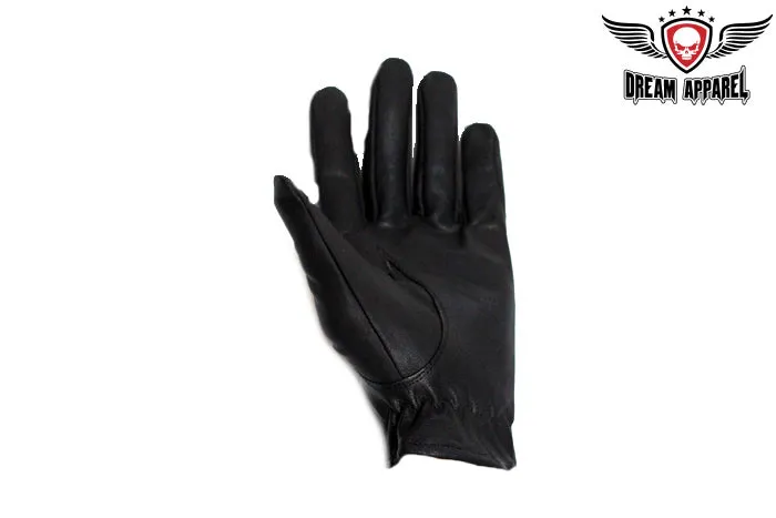 Lined Leather Motorcycle Gloves With Zipper