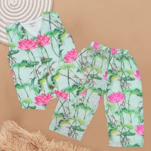 Lotus Garden Printed Girls Co-Ord Set