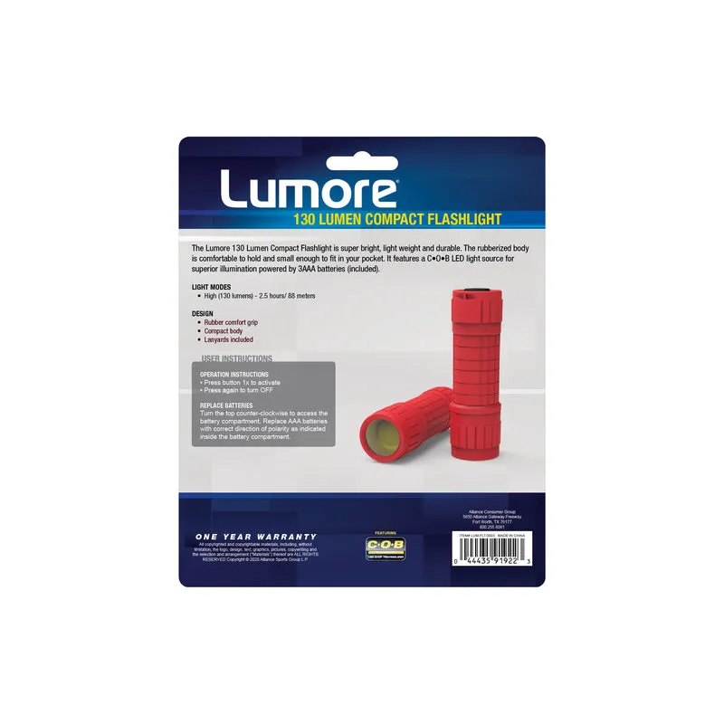 Lumore 100 lm Red LED COB Flashlight AAA Battery