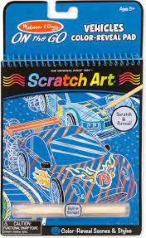 Melissa & Doug On the Go - Vehicles Color-Reveal Pad - Scratch Art