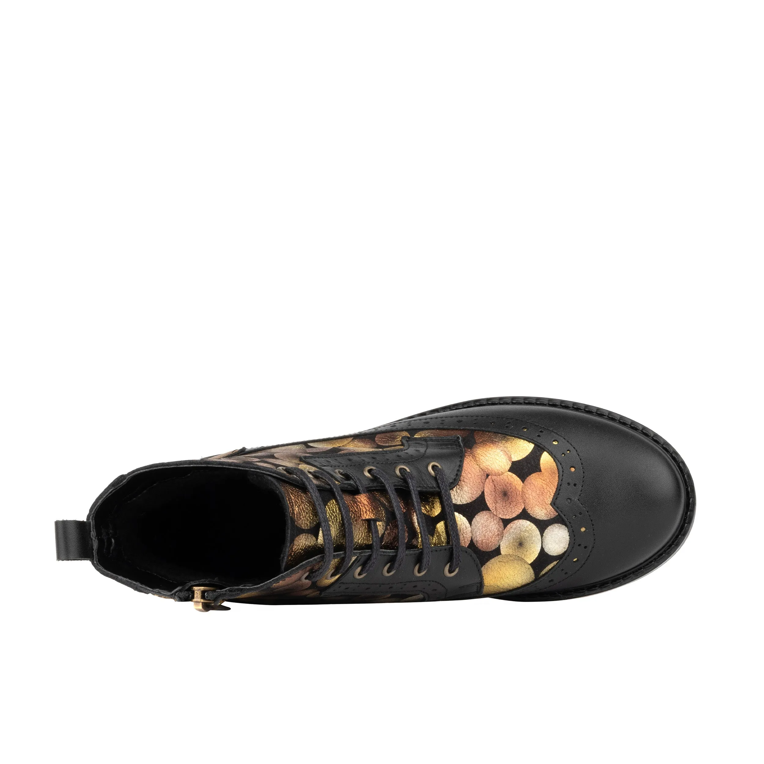 Milliner - Black Metallic - Women's leather round toe ankle boot with wool lining