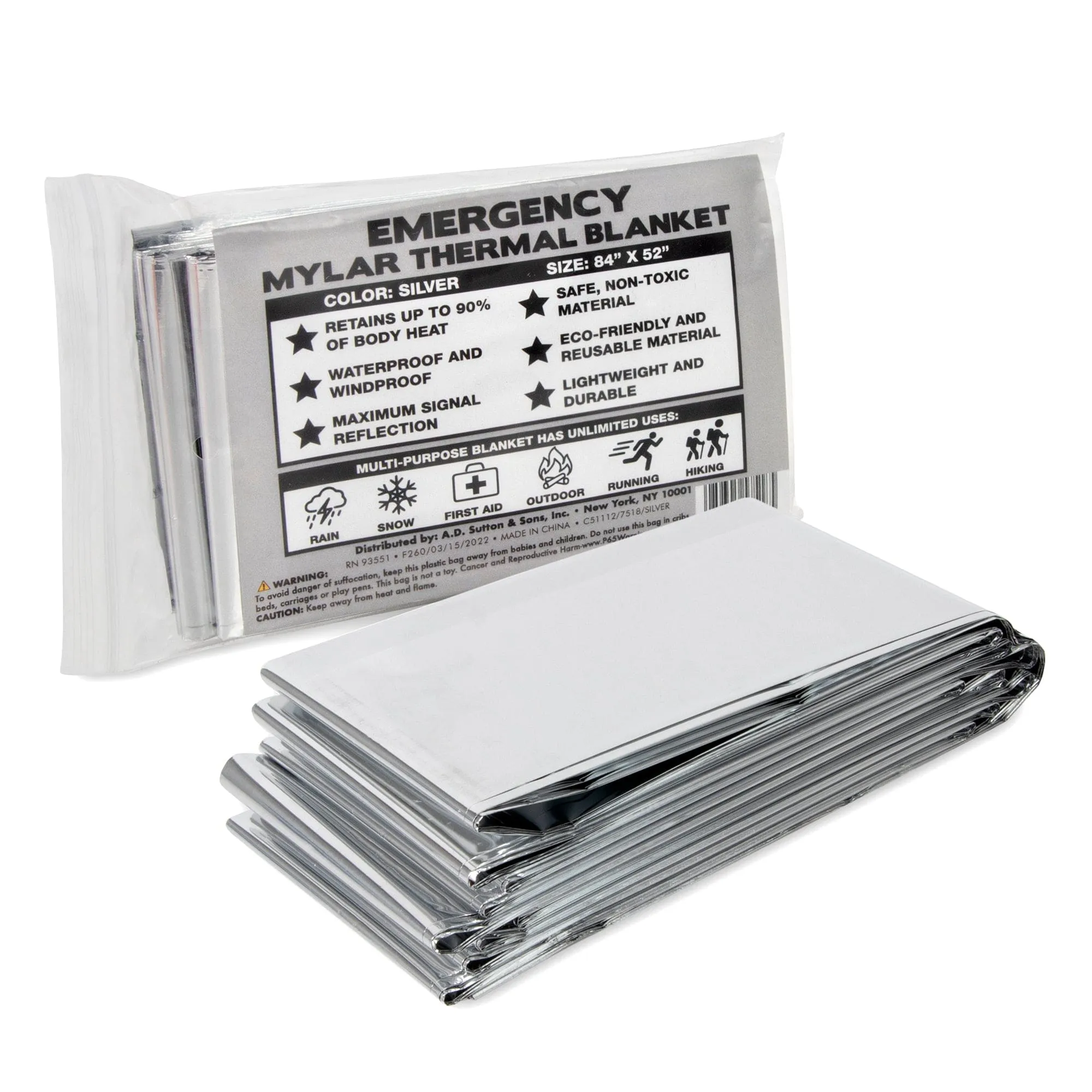 Mylar Emergency Thermal Space Blanket 84" x 52"