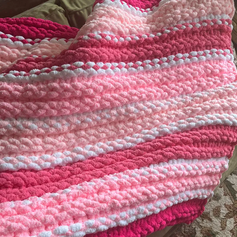 Pretty in Pink Handknit Blanket, a Luxurious 50x50 inch Masterpiece