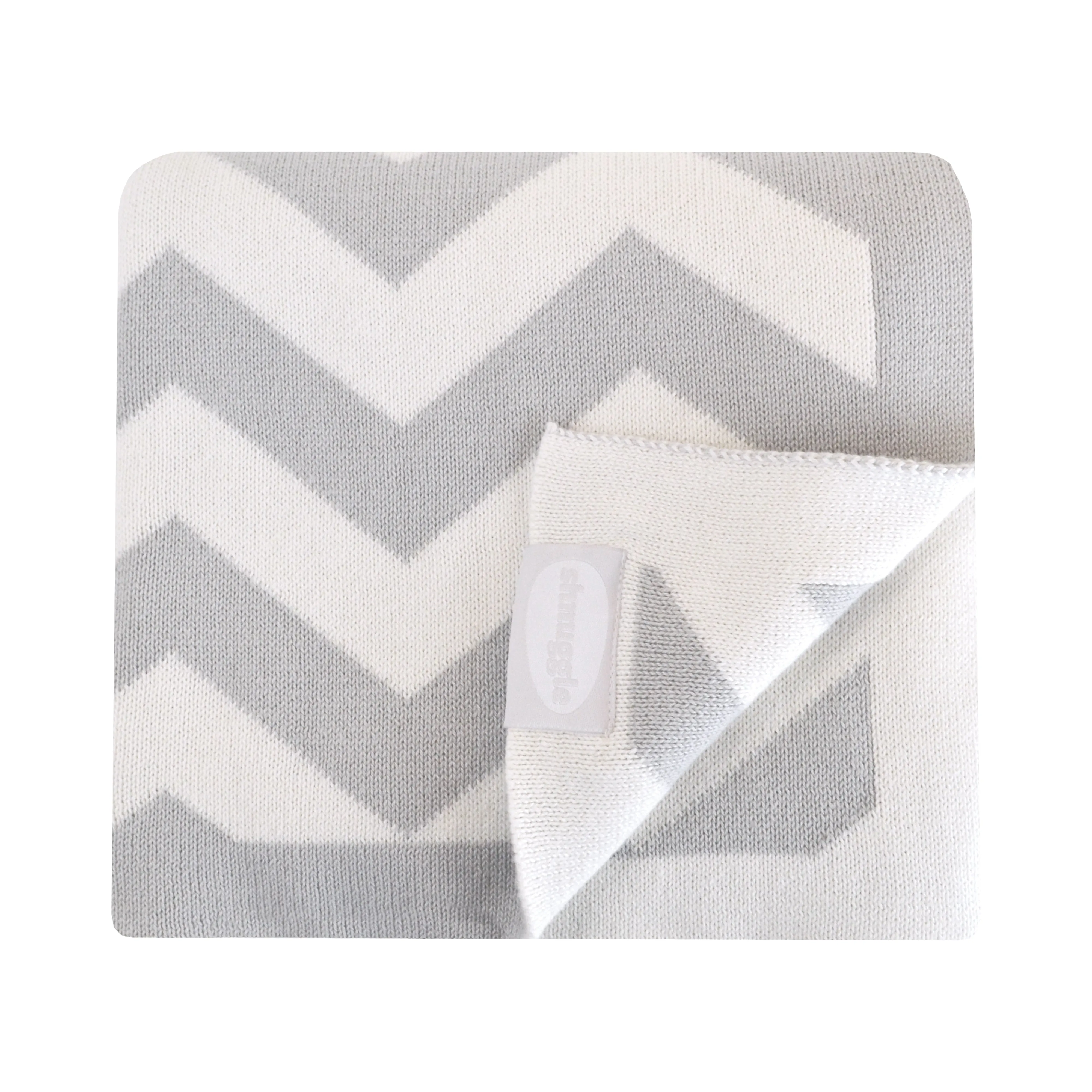 Shnuggle Knitted Cotton Blanket 70 X 90 Chevron Grey
