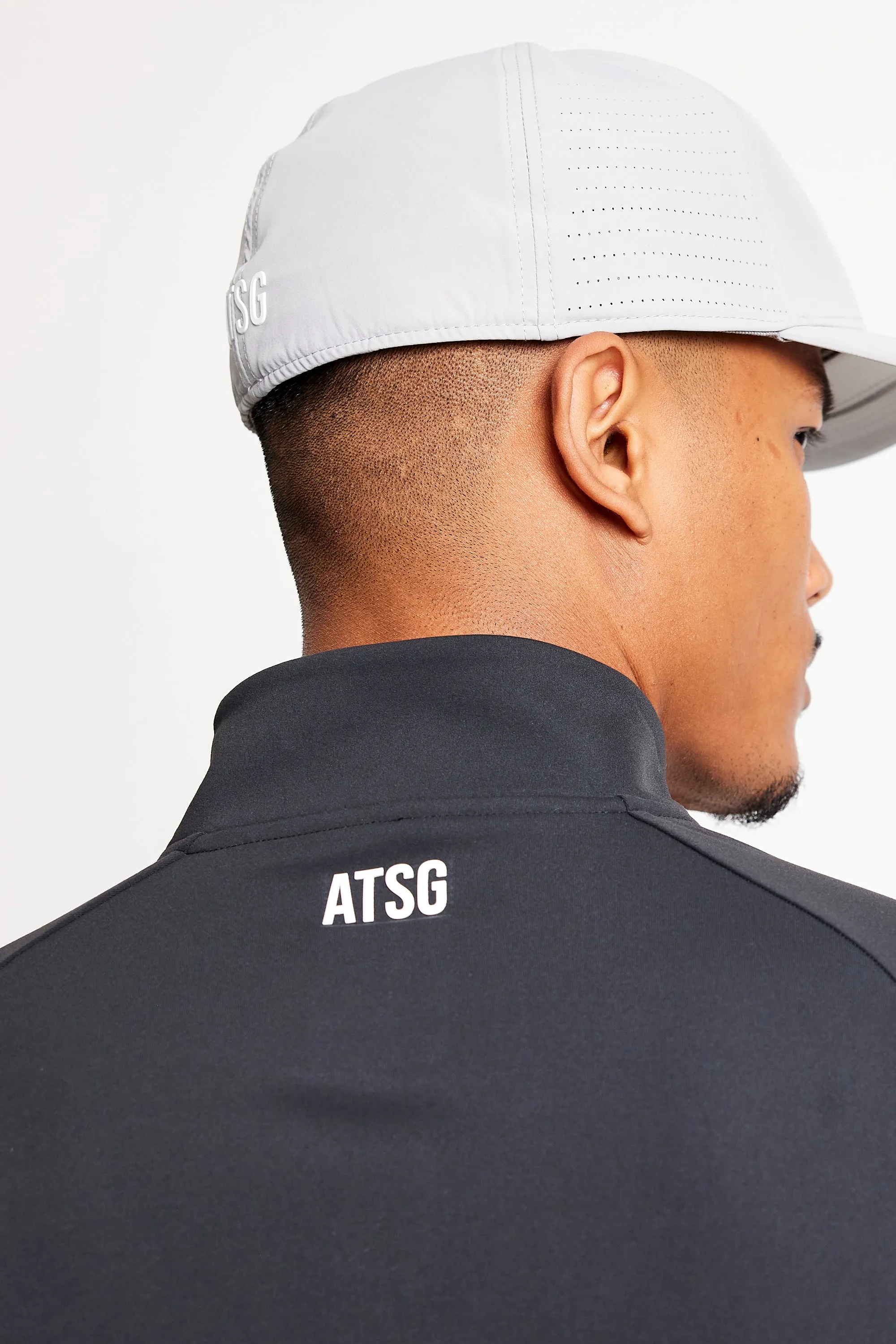 Slim Fit Coloured Blocked 1/4 Zip Top  - Putter Black / Driver Grey