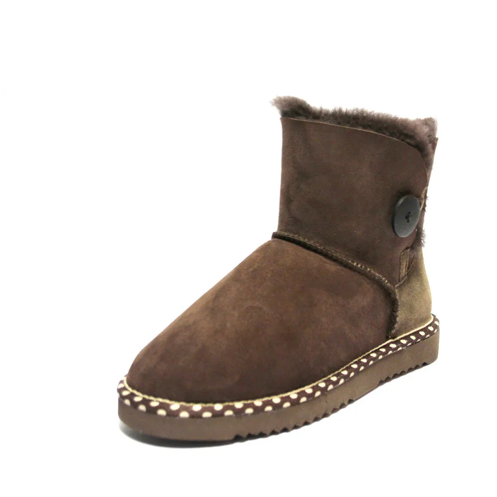 Spotted One Button Ugg Boot - Chocolate