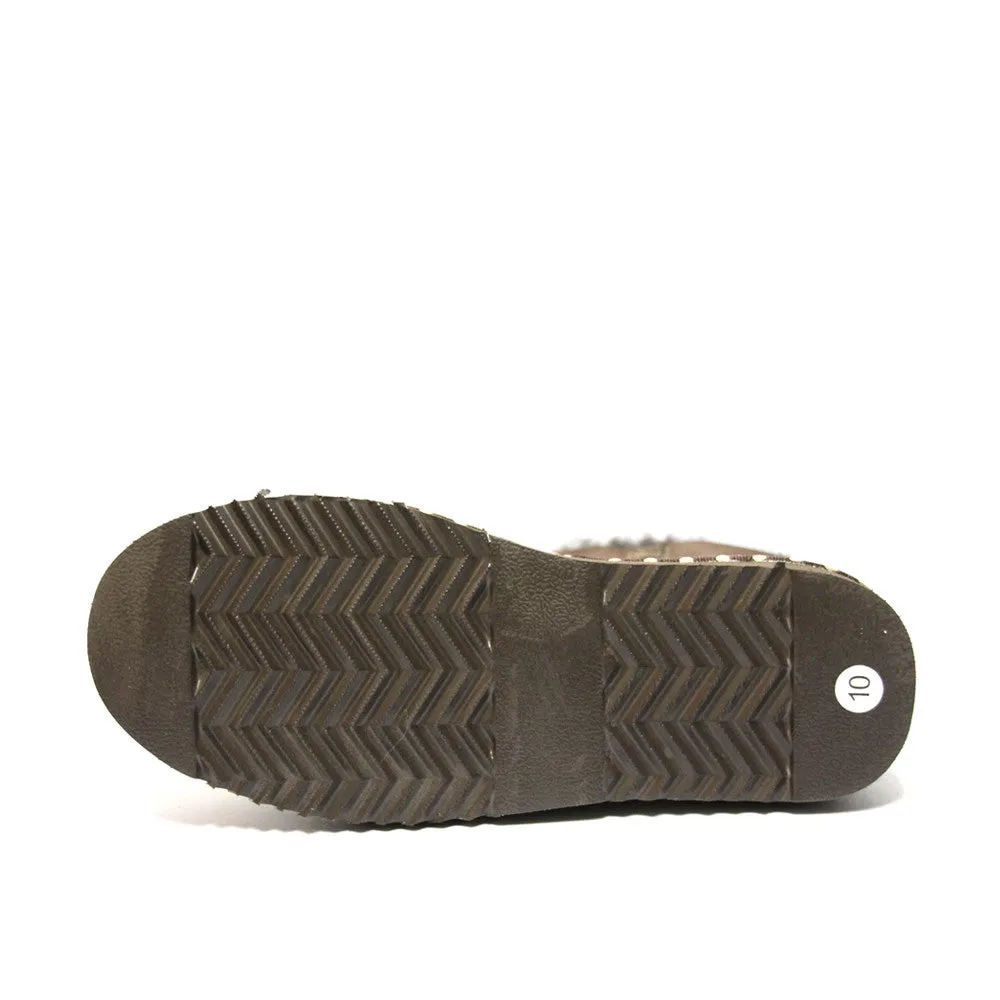 Spotted One Button Ugg Boot - Chocolate