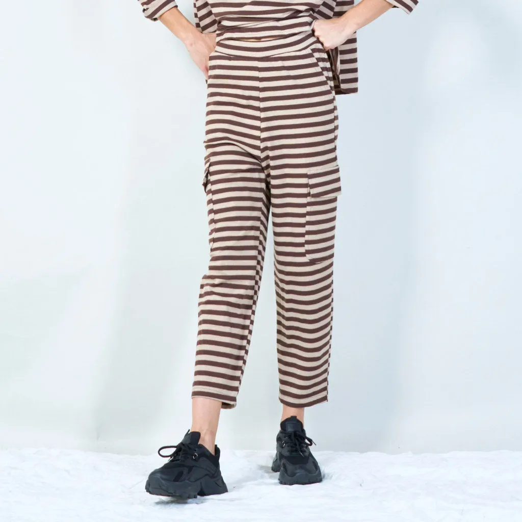 Striped relaxed-fit pants with pockets wholesale