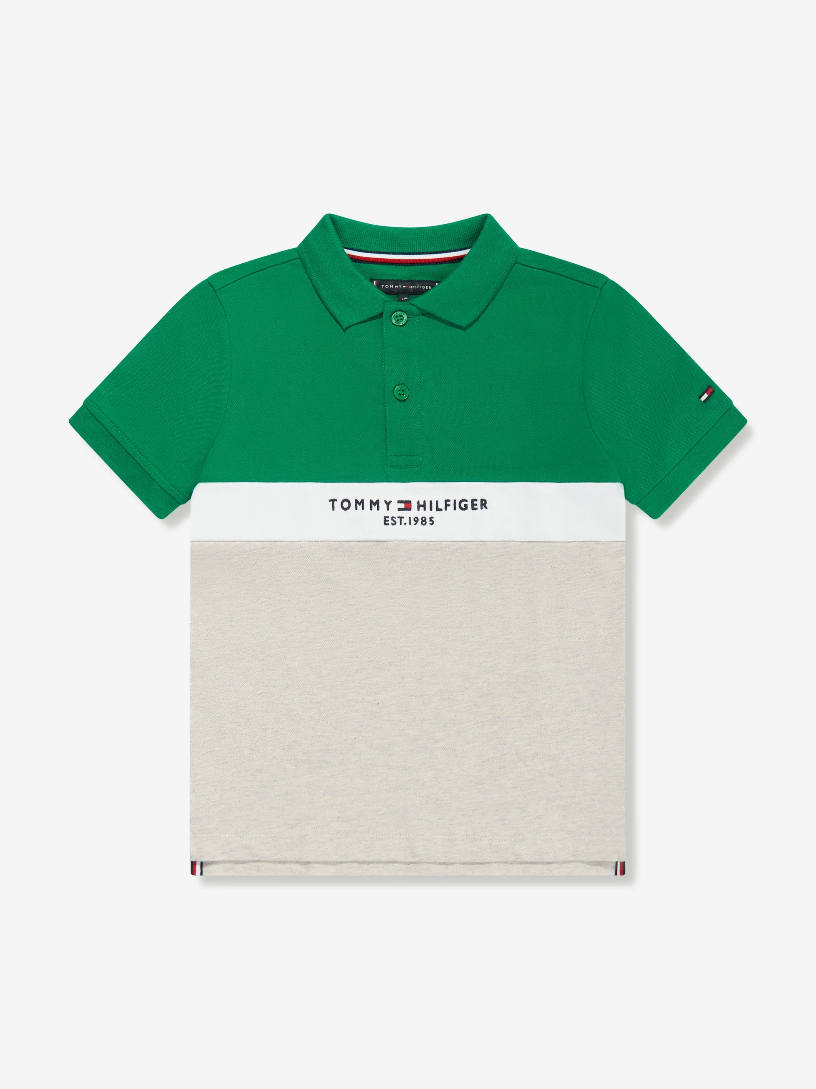 Tommy Hilfiger Boys Established Colourblock Polo Shirt in Green
