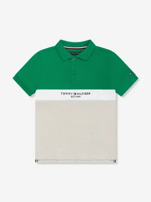 Tommy Hilfiger Boys Established Colourblock Polo Shirt in Green