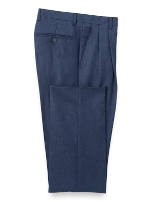 Wool Flannel Pleated Pant - Blue