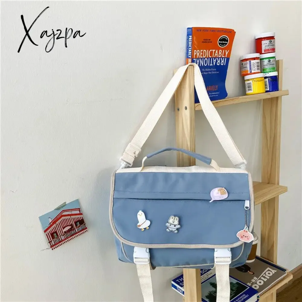 Xajzpa - Women's Bag High Quality Multifunction Waterproof Nylon Women's Backpack Button Portable Small SchoolBag Female Cute Backpack