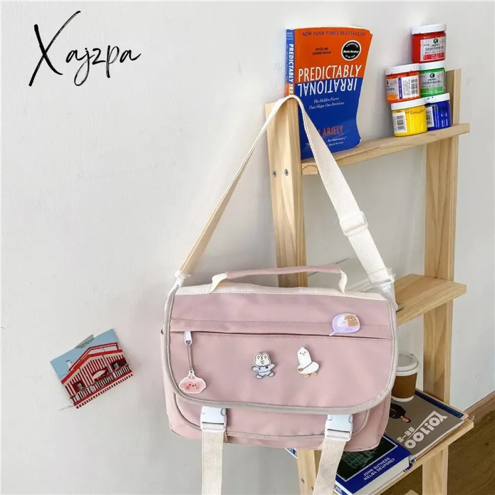 Xajzpa - Women's Bag High Quality Multifunction Waterproof Nylon Women's Backpack Button Portable Small SchoolBag Female Cute Backpack