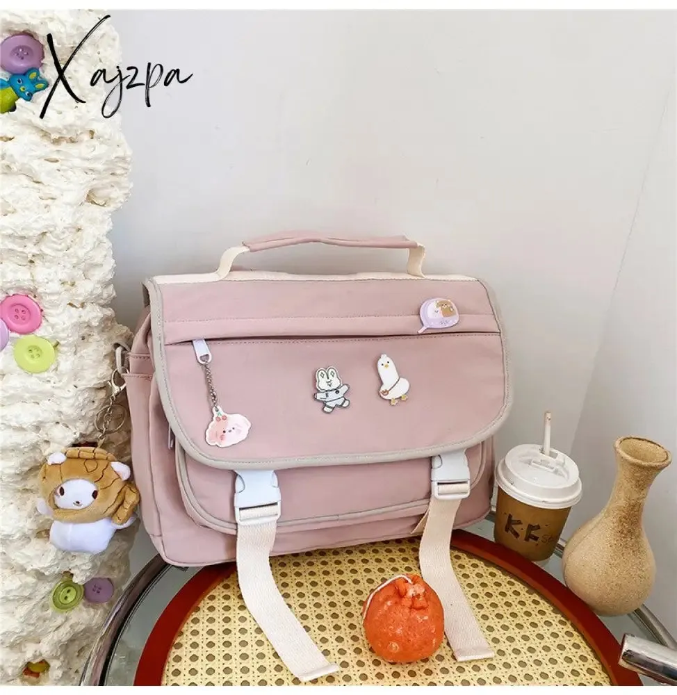 Xajzpa - Women's Bag High Quality Multifunction Waterproof Nylon Women's Backpack Button Portable Small SchoolBag Female Cute Backpack