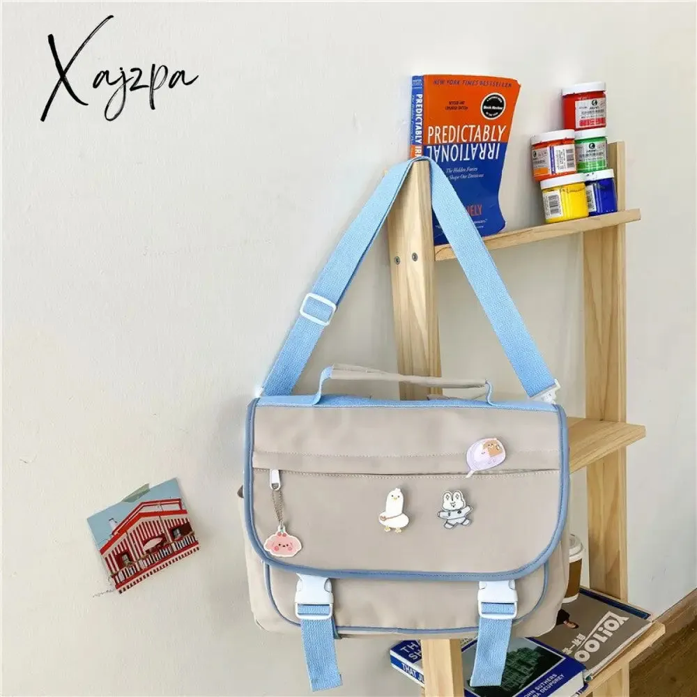 Xajzpa - Women's Bag High Quality Multifunction Waterproof Nylon Women's Backpack Button Portable Small SchoolBag Female Cute Backpack